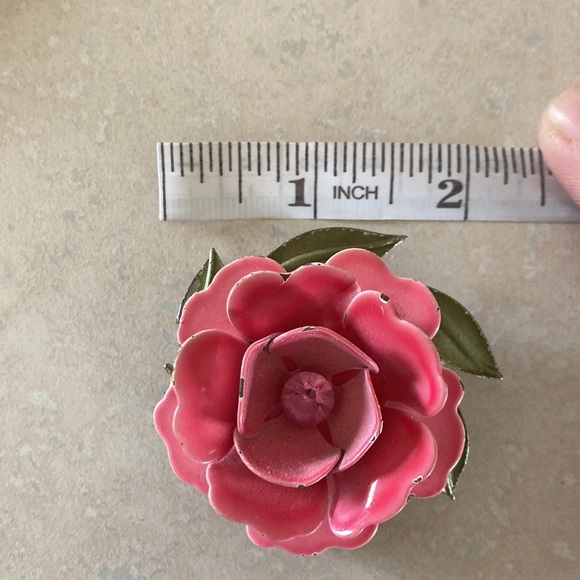 🌺Flower brooch Rare Lisner Metal Pink Flower Vintage 50's - Picture 4 of 5